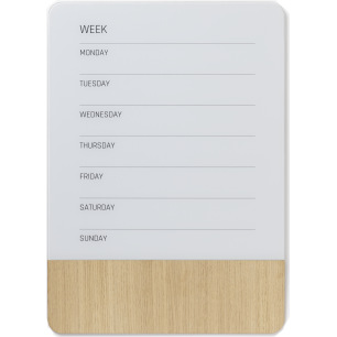 Organisateur hebdomadaire magnétique en verre et bois