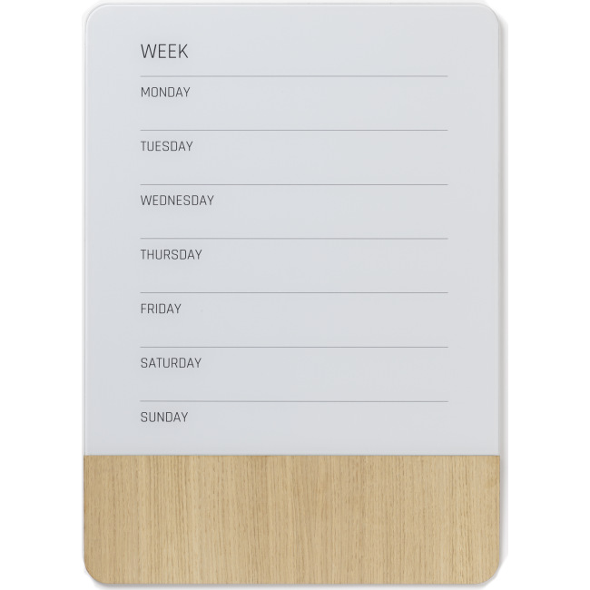 Organisateur hebdomadaire magnétique en verre et bois