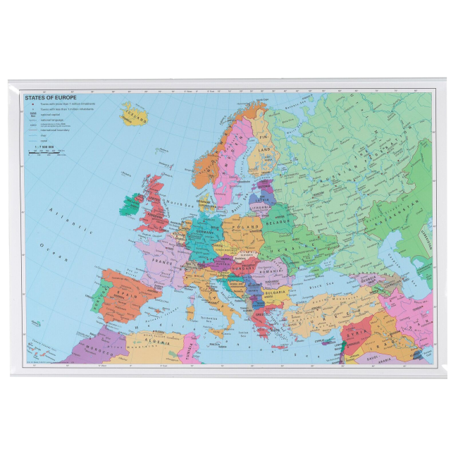 Carte d'Europe plastifiée